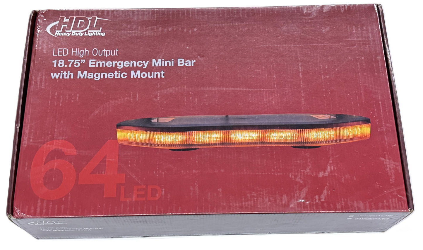Heavy Duty Lighting 18.75” LED High Output Emergency 10 Pattern Strobe Magnetic Mini Rooftop Light Bar