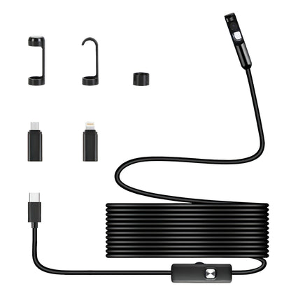 1Set Endoscope Camera 1920P HD IP67 Waterproof Inspection Borescope Tool With Light And 8 & 1 Dual Lens 16.4ft Semi Rigid Snake Cable Stepless Brightness APP Control For IOS And Android