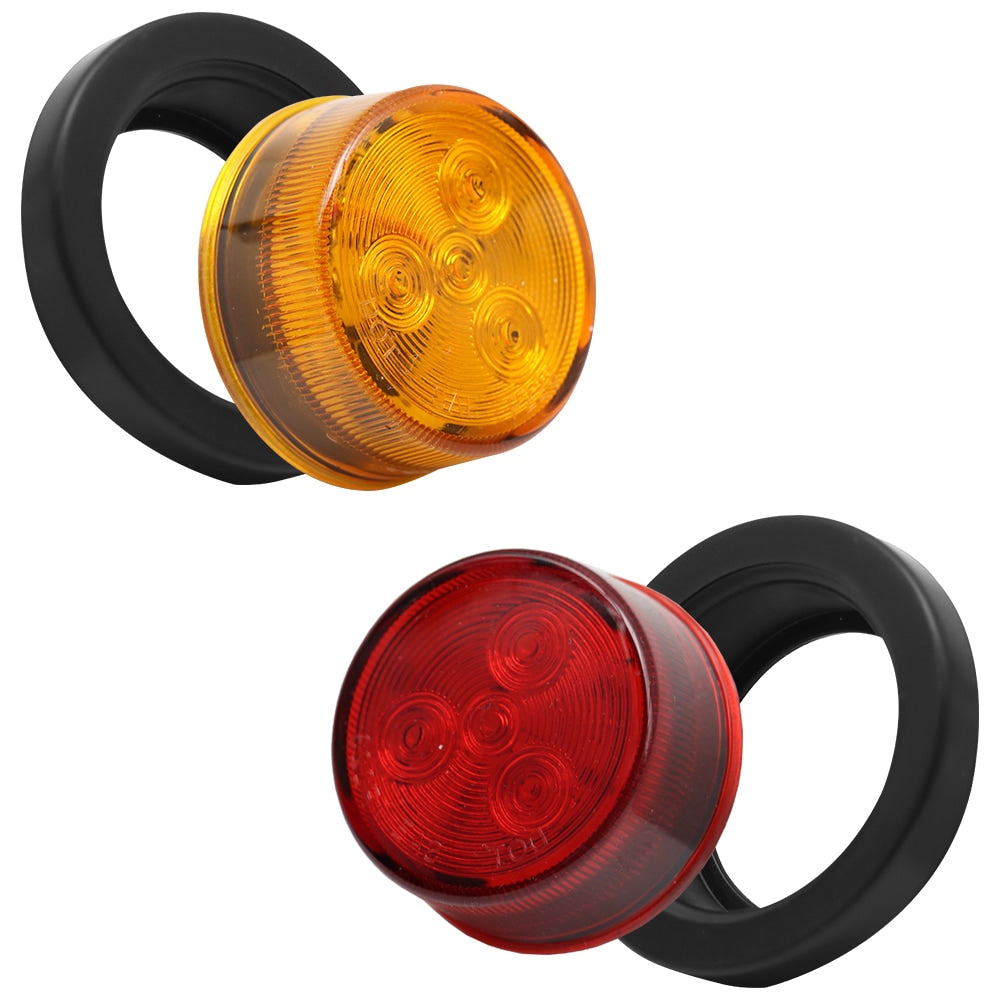 10 Pcs 2  4LED Rubber Ring Round Led Trailer Truck Tail Lights With Plug, 12V Brake Light Marker, 5 Red Covers 5 Yellow Covers