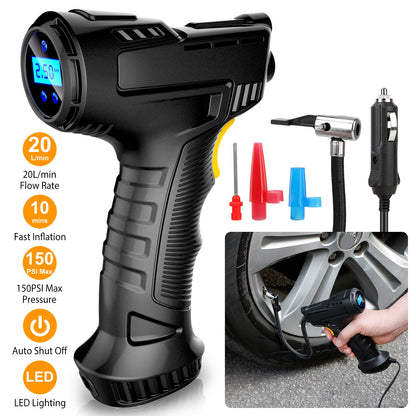 Portable Car Tire Inflator DC 12V Digital Car Air Compressor Electric Air Inflator With LED Light 150PSI