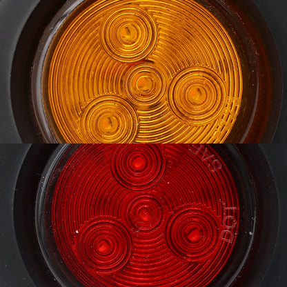 10 Pcs 2  4LED Rubber Ring Round Led Trailer Truck Tail Lights With Plug, 12V Brake Light Marker, 5 Red Covers 5 Yellow Covers