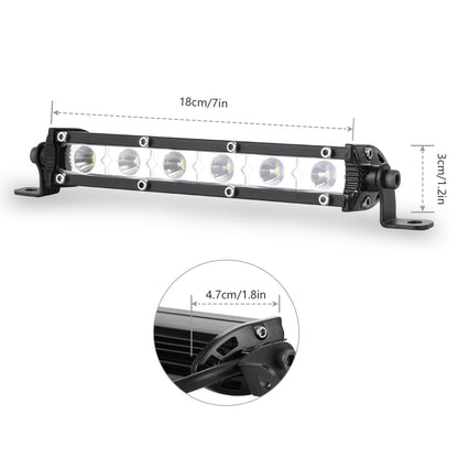 7in LED Light Bar Single Row Offroad Spot Lights 18W Ultra Slim Straight Work Light For Trailer Truck Bus Boat